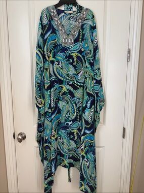 Soft Surroundings Elegant Zorica Sequin-Trim Caftan - women’s one size